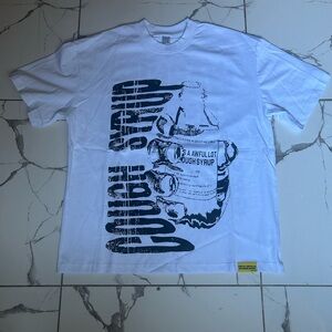 White Graphic Tee with Blue Design